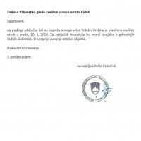 Obvestilo glede vselitve v novo enoto Videk