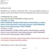 Obvestilo o obratovanju vrtca v času praznikov