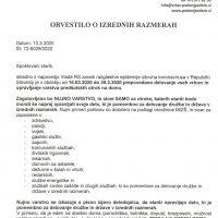 Obvestilo o izrednih razmerah