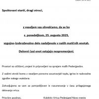 Vračanje otrok v matične enote od 25.8. dalje