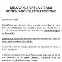 Delovanje vrtca v času božično-novoletnih počitnic