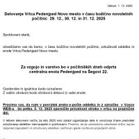 Delovanje Vrtca Pedenjped Novo mesto v času božično-novoletnih praznikov