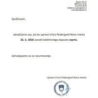 Obvestilo o kolektivnem dopustu uprave